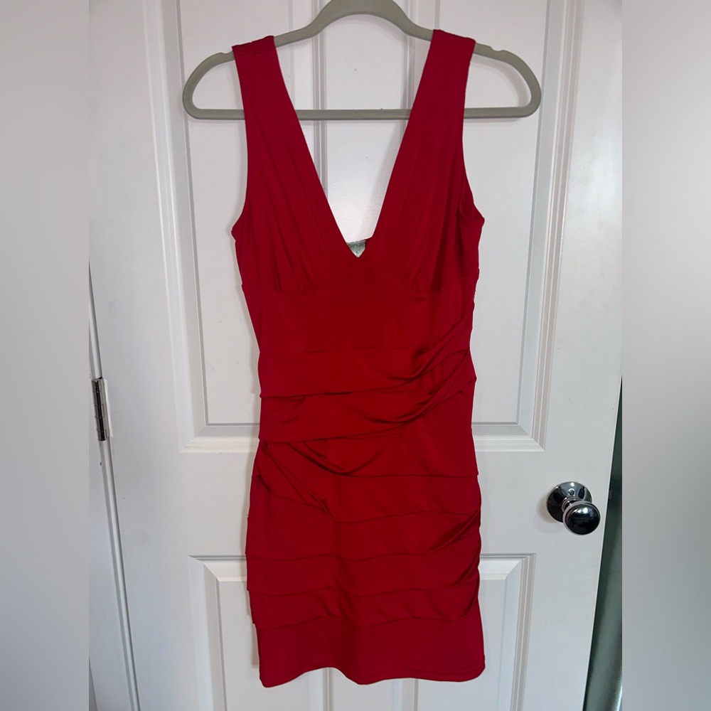 Red Ruched Bodycon Mini Dress